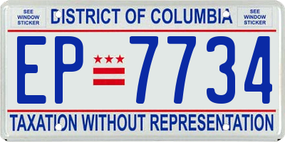 DC license plate EP7734