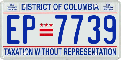 DC license plate EP7739