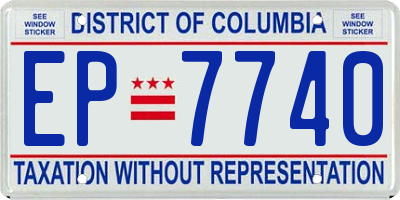 DC license plate EP7740