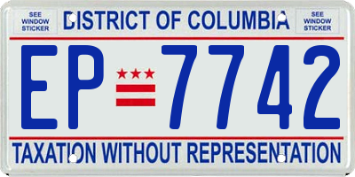 DC license plate EP7742