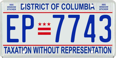 DC license plate EP7743