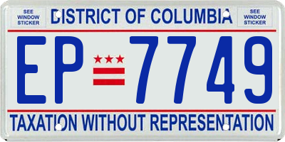 DC license plate EP7749