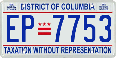 DC license plate EP7753