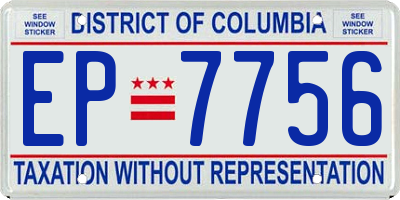 DC license plate EP7756