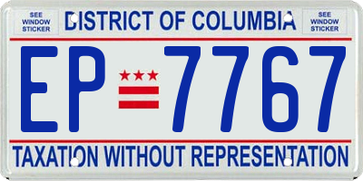 DC license plate EP7767