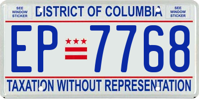DC license plate EP7768