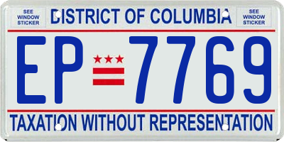 DC license plate EP7769