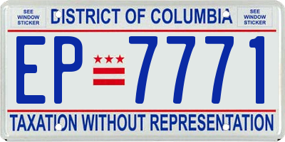 DC license plate EP7771