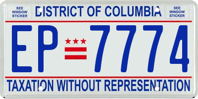 DC license plate EP7774