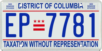 DC license plate EP7781