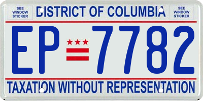 DC license plate EP7782