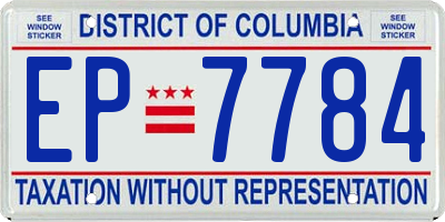 DC license plate EP7784
