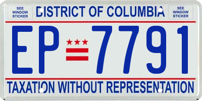 DC license plate EP7791