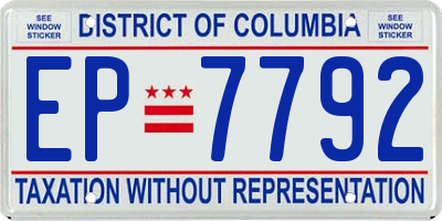 DC license plate EP7792