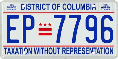 DC license plate EP7796