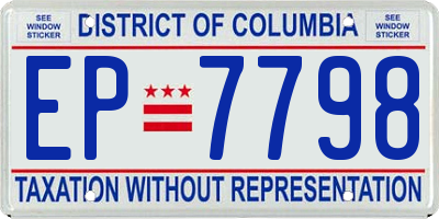 DC license plate EP7798