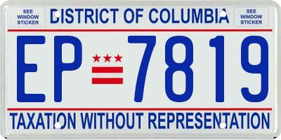 DC license plate EP7819