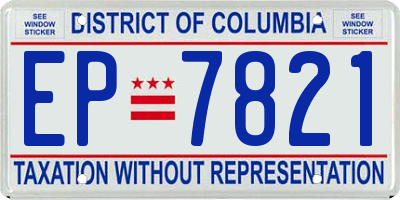 DC license plate EP7821