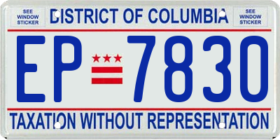 DC license plate EP7830