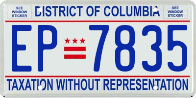 DC license plate EP7835