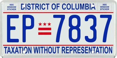 DC license plate EP7837