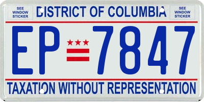 DC license plate EP7847