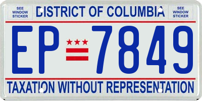 DC license plate EP7849