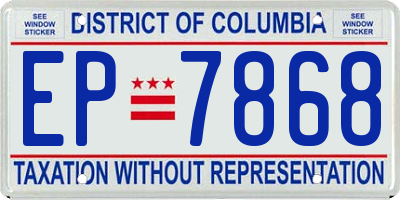 DC license plate EP7868