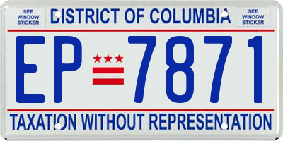 DC license plate EP7871