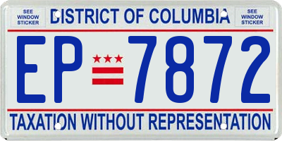 DC license plate EP7872