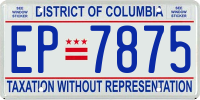 DC license plate EP7875
