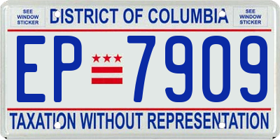 DC license plate EP7909