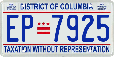 DC license plate EP7925