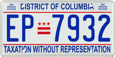 DC license plate EP7932