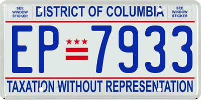 DC license plate EP7933