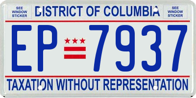DC license plate EP7937