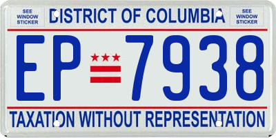 DC license plate EP7938