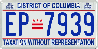 DC license plate EP7939