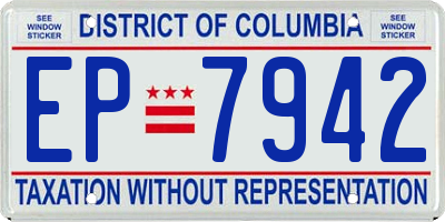 DC license plate EP7942