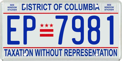 DC license plate EP7981