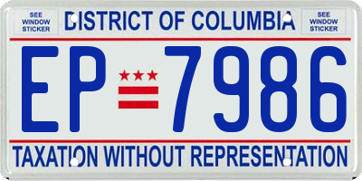 DC license plate EP7986