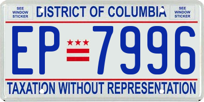 DC license plate EP7996