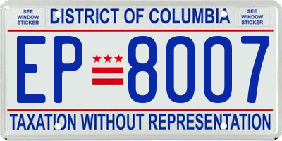 DC license plate EP8007