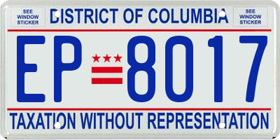 DC license plate EP8017
