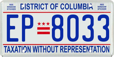 DC license plate EP8033