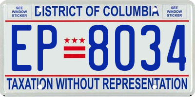 DC license plate EP8034