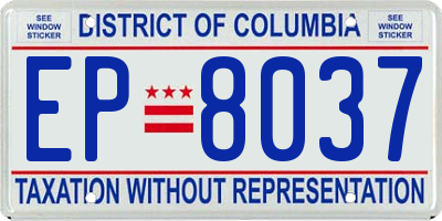 DC license plate EP8037