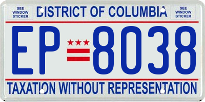 DC license plate EP8038