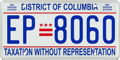 DC license plate EP8060