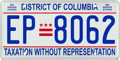DC license plate EP8062